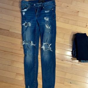 Legging mid rise size 6r destroyed denim stretch